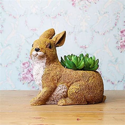Wonderland Brown Rabbit Planter, Animal Statue Garden, Balcony Decor ...