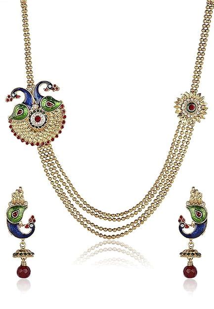 Buy Shining Diva Gold Plated Traditional Necklace Set/Jewellery Set ...