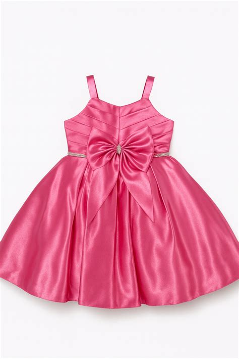 Rose Pink Satin Bow Party Dress – Petals18