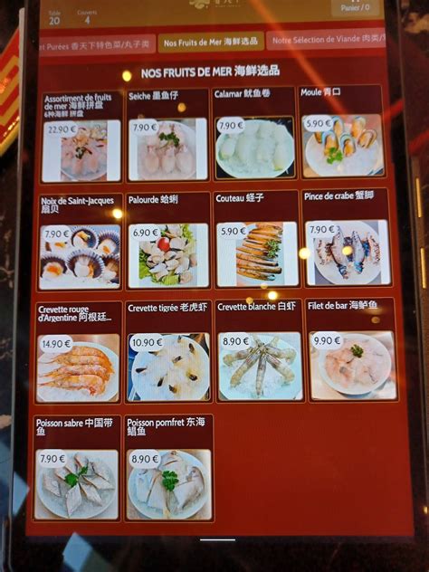 Menu at The X Pot restaurant, Paris