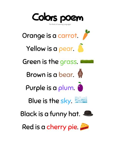 Colors poem | Simple poems for kids, Inspirational poems for kids ...