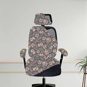 ELEGANTA Stretchable Office Chair Cover Set with Headrest & Armrest ...