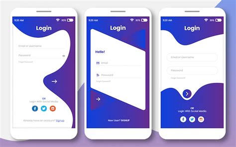Login UI Kit für jede App oder Anmeldeseite Designvorlage | Premium Vektor