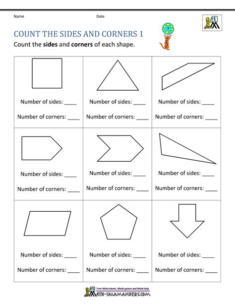 Image result for Grade 1 Math Shapes Worksheets