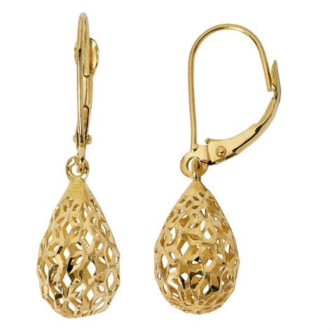 Primavera 24k Gold Over Sterling Silver Filigree Teardrop Drop Earrings