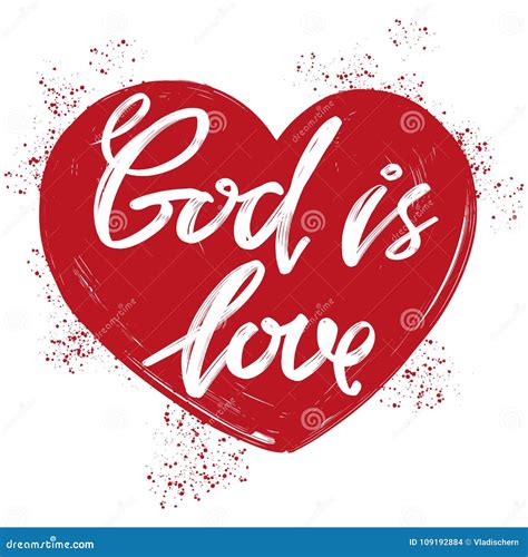 God is Love the Quote on the Background of the Heart, Calligraphic Text ...
