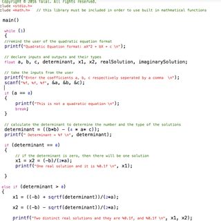 Image result for Quadratic Formula Code C