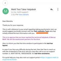 Tech Mahindra — Not able to give psychometric test