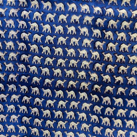 Pure Cotton Jaipuri Blue With tiny Camel Hand Block Print Fabric ...
