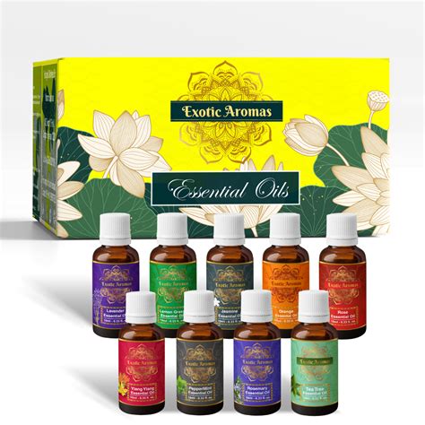 Essential Oil Pack of 9 Lavender, Rose, Tea Tree, Jasmine, Ylang Ylang ...
