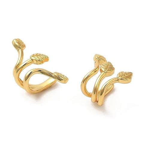 Via Mazzini Fashionable Gold Plated Leaves Design Non-Pierced Clip-On ...