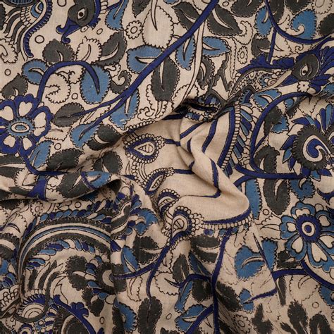 Buy Multi Color Floral Pattern Screen Printed kalamkari Cotton Fabric ...