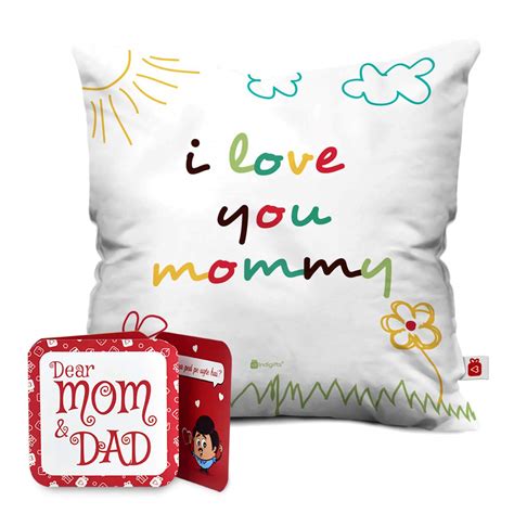 Buy Indigifts Mother's Day Special I Love You Mommy Quote White Cushion ...