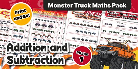 Monster Truck Maths Pack: Addition and Subtraction (Phase 1)