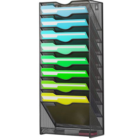 GoldOrcle 10-Tier Hanging Wall File Organizer Wall Mounted File Holder ...