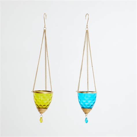 Buy Fiesta Multicolour Textured Metal Matki Votive Hanging Set - Set of ...