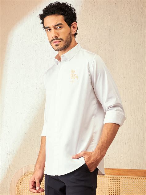 White: Full Sleeves Smart Spread Collar Casual Shirt – Dennison Fashion ...