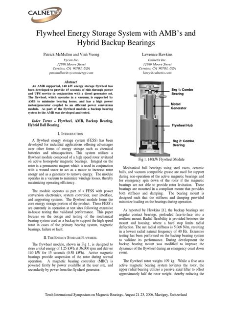 Flywheel Energy Storage System | PDF | Bearing (Mechanical) | Energy ...