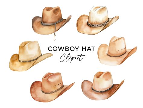 Cowboy Hat Clipart Bundle, Watercolor Rodeo Wild West Hats Clip Art PNG ...