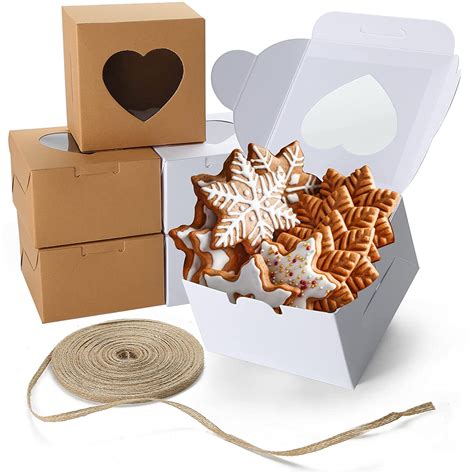 Buy VGoodall 14 PCS White and Brown Bakery Boxes with Window Cupcake ...