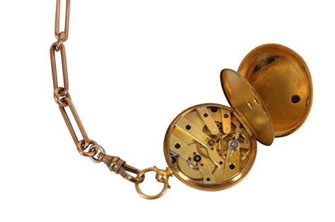 Lot 118 - A GOLD FOB WATCH AND CHAIN