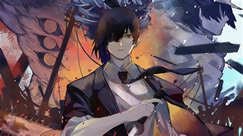 Tapety : Chainsaw Man, při pohledu na diváka, Aki Chainsaw Man, tmavé ...