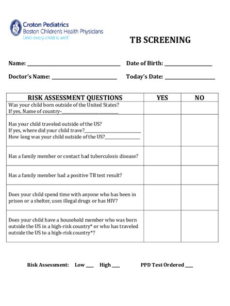 Image result for Free Printable TB Test Form