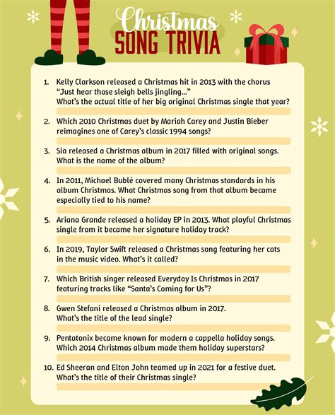 Christmas Song Quiz - Printable at Patricia Witcher blog