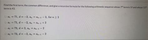 Image result for Recursive Formula with Common Difference