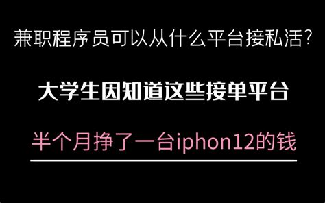 兼职程序员可以从什么平台接私活？大学生因知道这些接单平台，半个月挣了一台iphon12的钱！_哔哩哔哩_bilibili