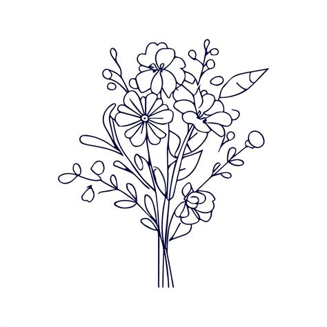 Flower bouquet line art with hand drawn | Premium AI-generated vector