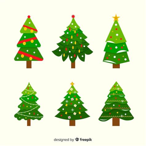 Lovely christmas tree collection with flat design | Free Vector