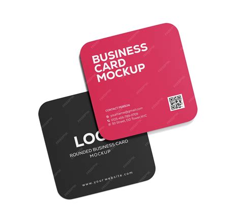 Square business card mockup rounded corner | Premium PSD
