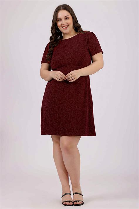 Blue Lycra A-Line Party Dress - Puff Sleeves, Plus Size Fit