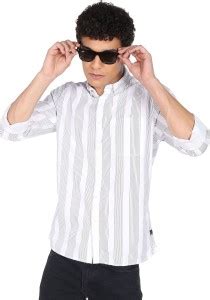 FLYING MACHINE Men Striped Casual White Shirt - Buy FLYING MACHINE Men ...