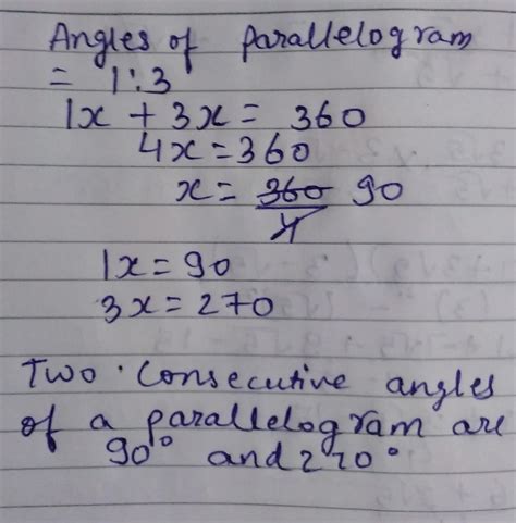 find the four angles of parallelogram whose consecutive angles are in ...