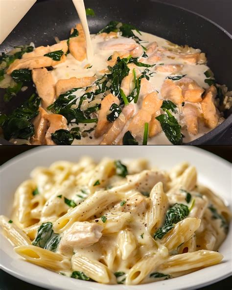 Creamy Chicken Spinach Pasta with Parmesan and Herbs
