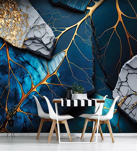 The Blue Abstract wall - 6648 - Wallskin