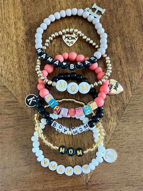 Mothers Day Bracelet With Charmsstacked Heishi Braceletpersonalized ...