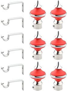 LivesUp Silver, Red Rod Rail Bracket, Curtain Knobs, Curtain Hooks ...