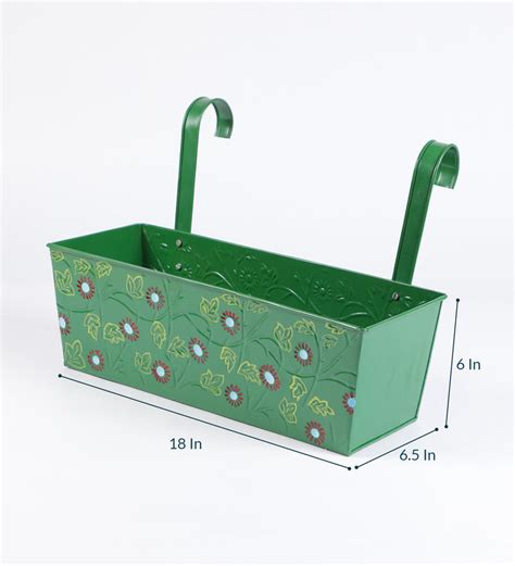 Set of Four 18'' Handpainted Rectangle Planters – Exotic Flora