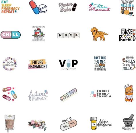 Buy Barisc Pharmacy Stickers 50-Pack, Durable Vinyl Pharmacist Decals ...