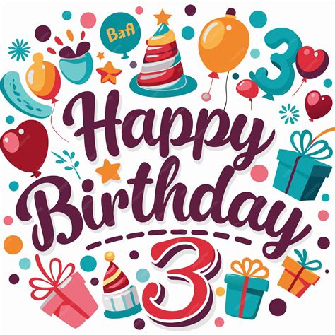 Happy 3rd Birthday with colorful balloons gifts and confetti | Premium ...