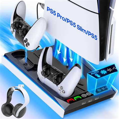 Amazon.com: PS5/Slim/Pro Cooling Station with Auto Turbofan & 3-Level Speed, PS5 Stand, Cooling ...