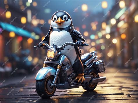 Premium Photo | View of cartoon animated 3d penguin on scooter