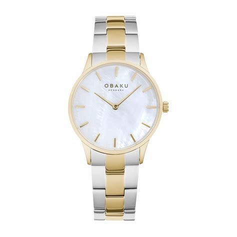 Buy Obaku Lyng Lille Alabaster Quartz White Mop Round Dial Womens Watch ...