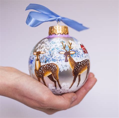 Hand Painted Deer Christmas Ornaments Snow Christmas Scene, Custom ...