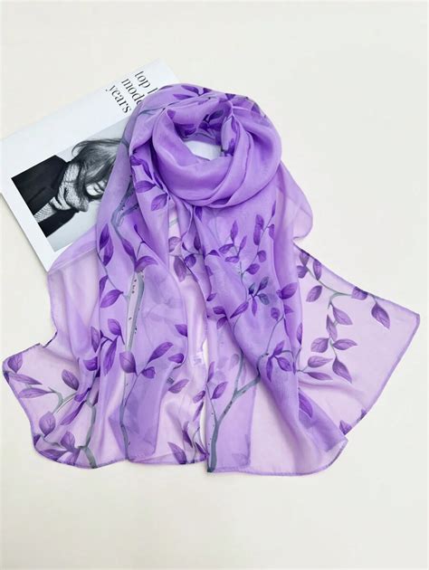 Boho 1pc Ladies' Fashionable Print Chiffon Scarf Suitable For All ...
