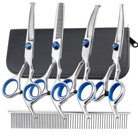Dog Grooming Scissors Kit Curved Dog Scissors for Grooming with Safety ...