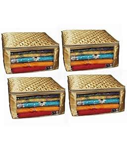 Kuber Industries 4 Piece Satin Saree Bag, Golden (SCGL012),Standard ...